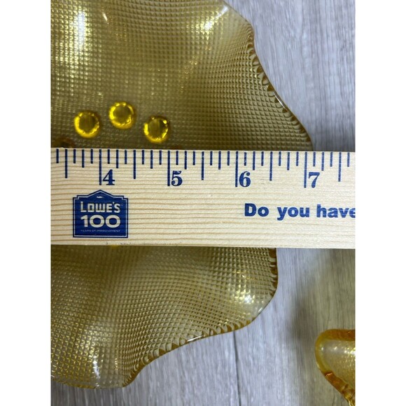 Set Of 3 Vintage Amber Gold Ruffled Edge Waffle Bowls Colony Glass? 7” And 5” - Picture 7 of 9